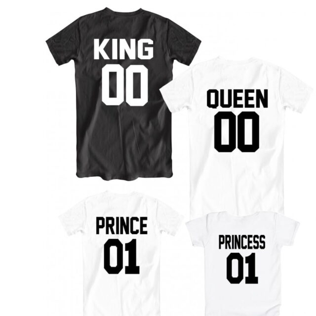 Koszulki rodzinne - King, Queen, Prince & Princess - 4 szt