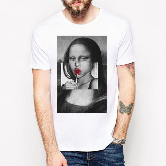 Koszulka męska - Mona Lisa - kolaż, collage