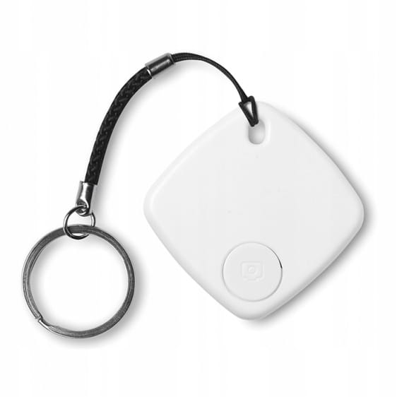 Biały lokalizator Bluetooth do telefonu i kluczy brelok