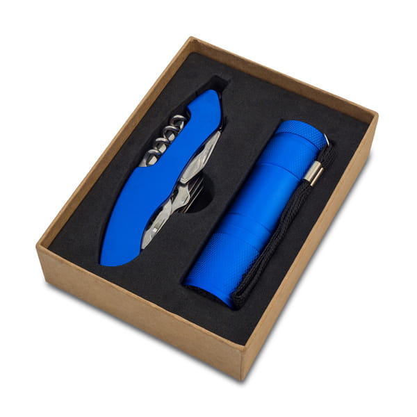 Zestaw: Multitool + Latarka - niebieski