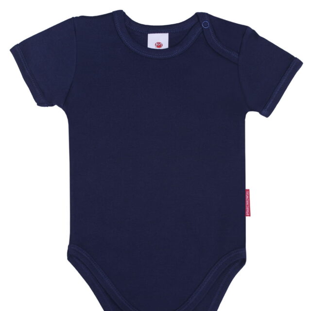 Ciemnogranatowe body niemowlęce bawełniane z krótkim rękawem 56-92 cm