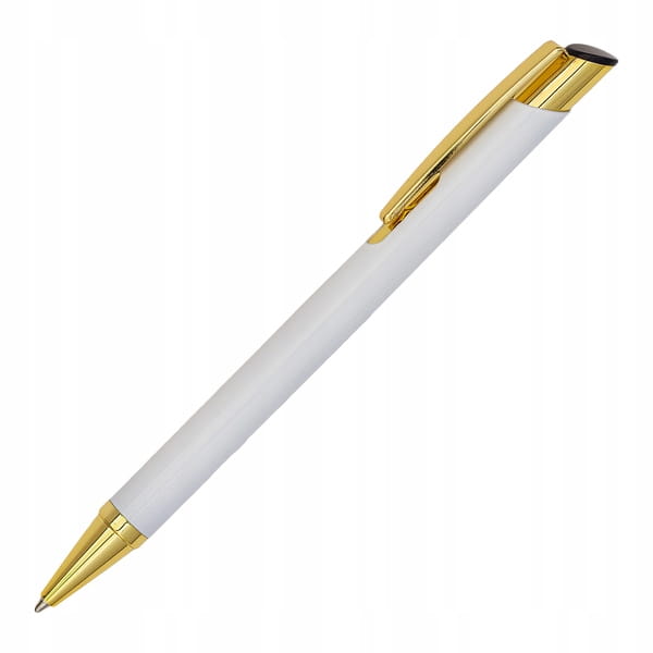 Długopis aluminiowy, elegancki - biało-złoty