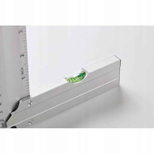 Aluminiowy kątownik pomiarowy z poziomicą - Linijka 30 cm