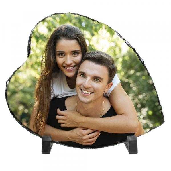 Kamienne Serce ramka granitowa serce 25x19 cm personalizowana ze zdjęciem