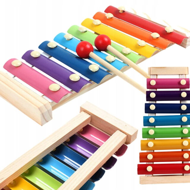 Cymbałki drewniane edukacyjne - Kolorowy instrument - 8 tonów