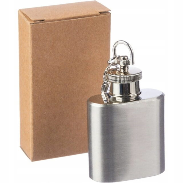 Mini piersiówka metalowa, Brelok - 30 ml + grawer