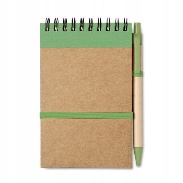 Notes A6 z papieru z recyklingu - zielony + grawer