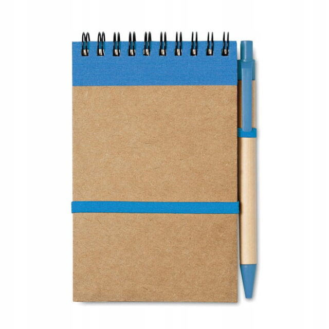 Notes A6 z papieru z recyklingu - niebieski + grawer