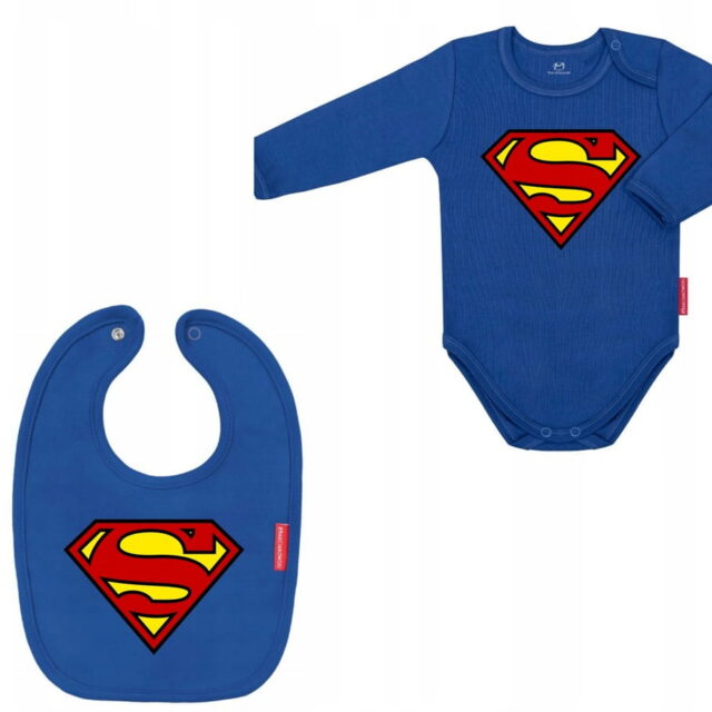 Komplet - Body i Śliniak - Superman - 68 cm - długi rękaw