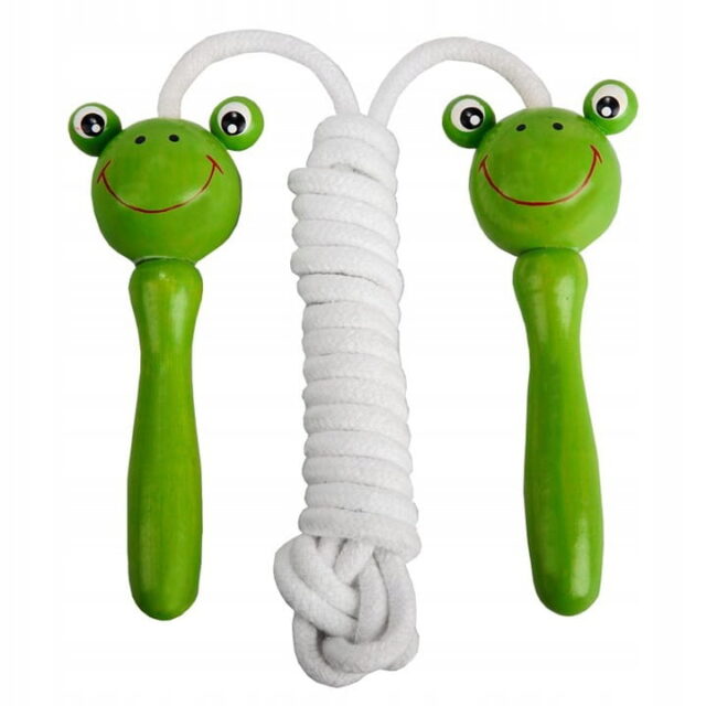 drewniana skakanka żabka