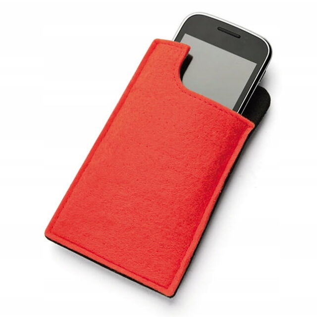 Etui case na telefon gruby filc czerwono-czarny + grawer