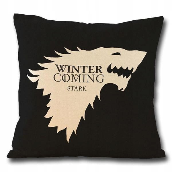 Czarna poduszka dekoracyjna Gra o tron Winter is Coming herb Stark 40x40 bawełna