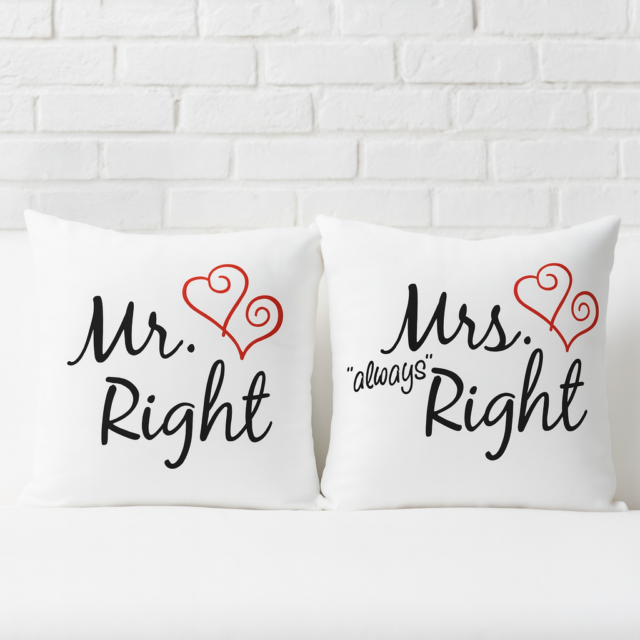 Zestaw poduszek - Mr. Right & Mrs. Always Right