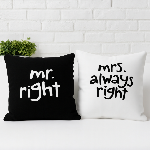 Zestaw poduszek - Mr. Right & Mrs. Always Right