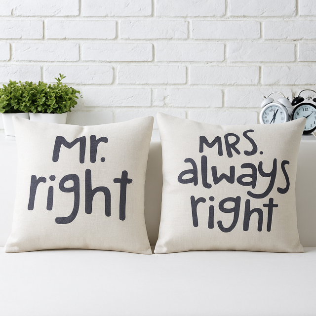 Zestaw poduszek - Mr. Right & Mrs. Always Right