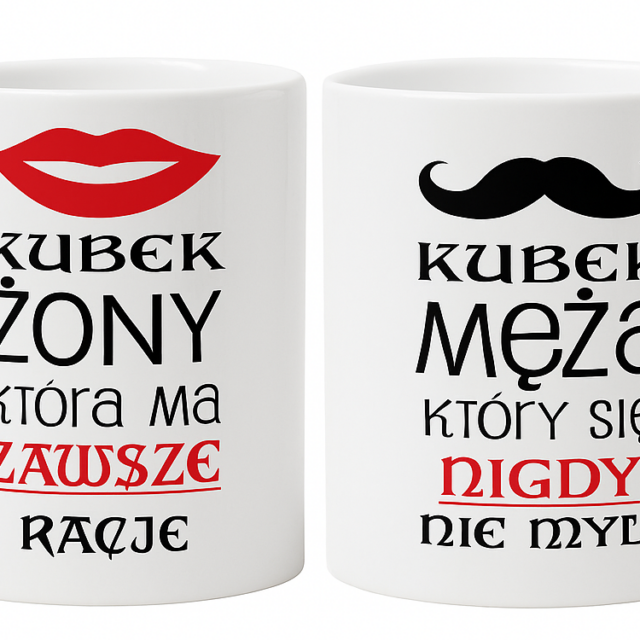 Kubek, zestaw 2 szt. - dla Męża i Żony