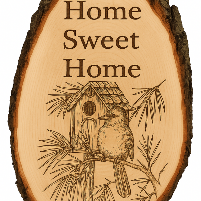 Deska z korą - Home sweet Home