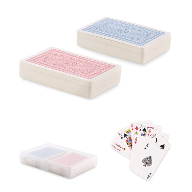 Zestaw 2 klasycznych talii kart do gry w etui- 2x54 karty (czerwone i niebieskie).