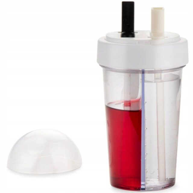 Kubek z dwiema komorami i słomkami - 420 ml
