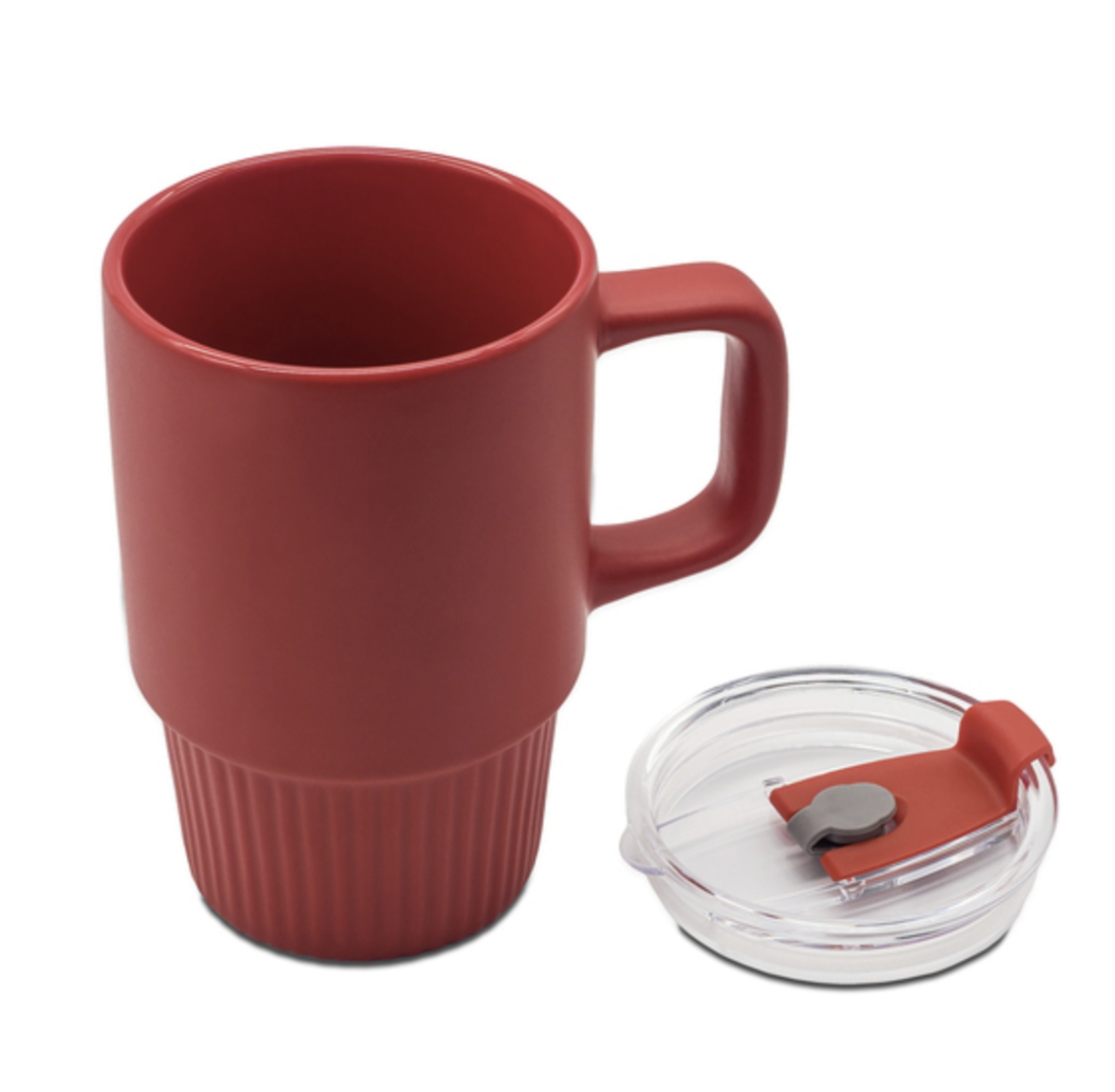 Kubek ceramiczny, czerwony - 440 ml - obrazek 3