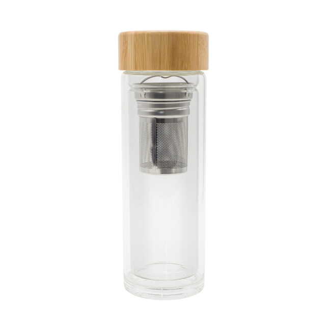 Dwuścienna butelka z zaparzaczem Helen 400 ml, transparentny
