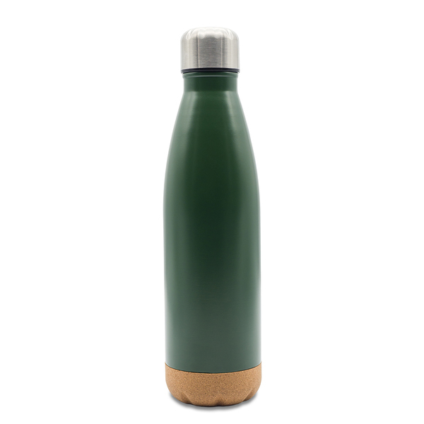 Butelka termiczna z korkowym spodem Jowi 500 ml, ciemny zielony