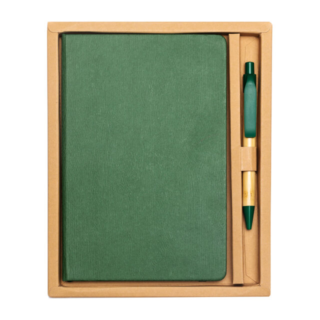 Zestaw upominkowy notes z długopisem Forest, zielony
