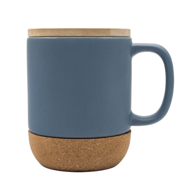 Kubek ceramiczny z bambusową przykrywką Giulia 400 ml, szary